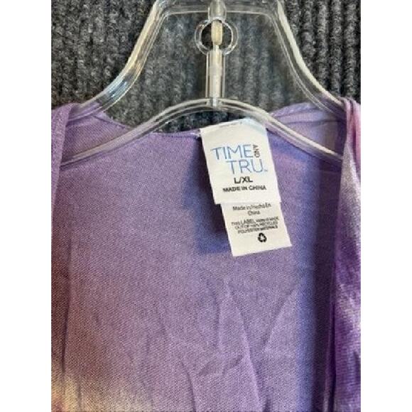 Time And Tru Womens Long Kimono Size L/XL Purple Tie Dye Boho Hippie Festival - Picture 5 of 8